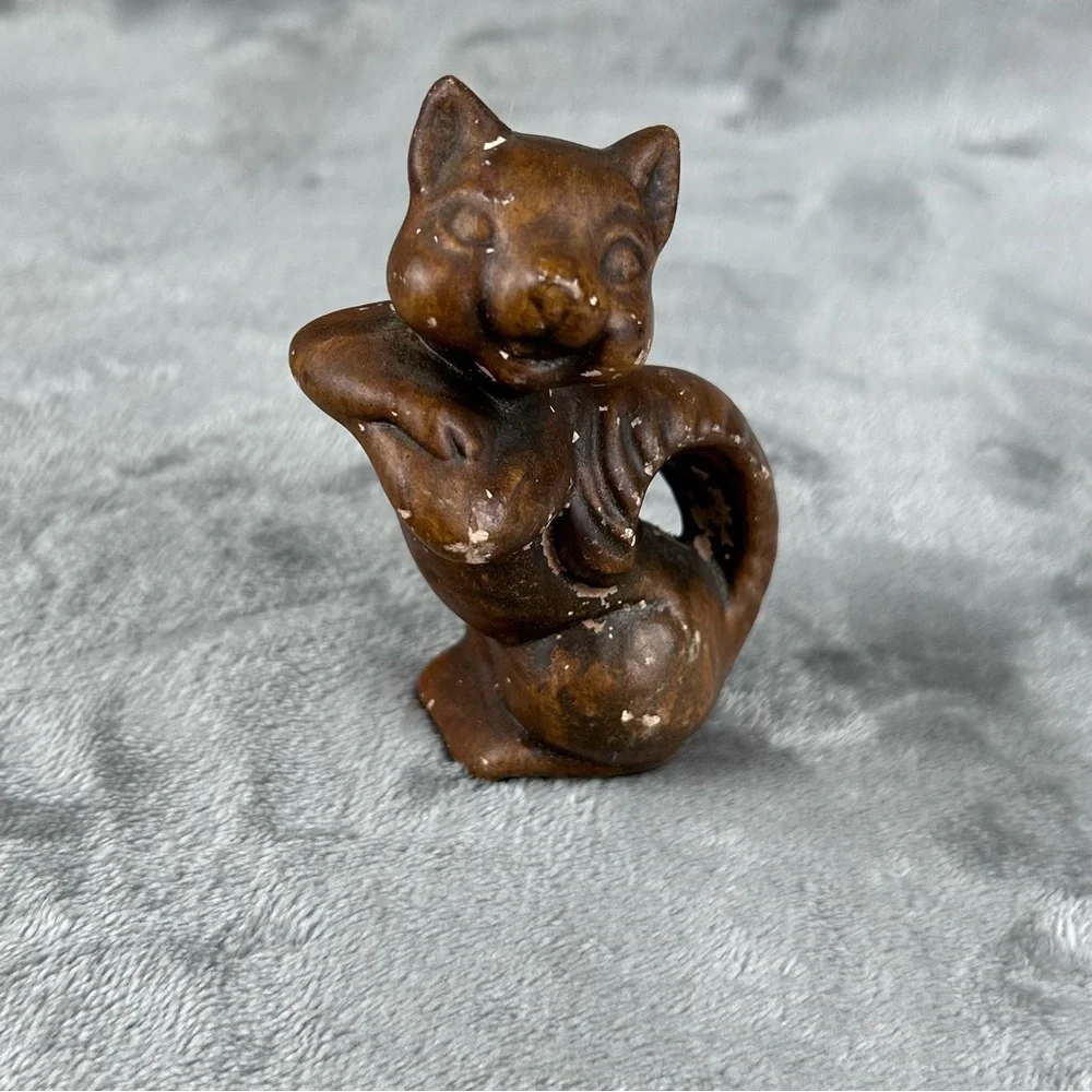 Vintage Ceramic Chipmunk Figurines Mid Century Some Paint Loss‎ Personality